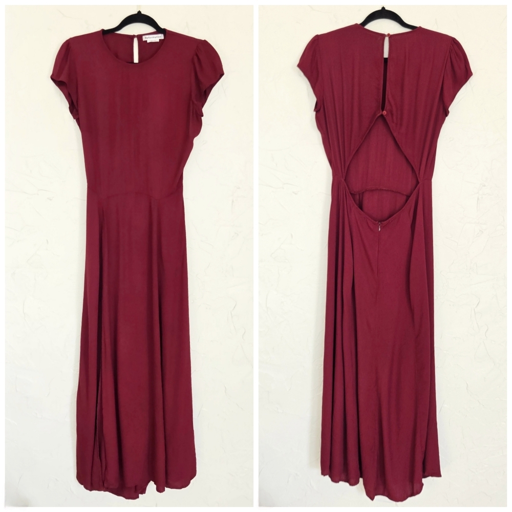 Gavin Sleeveless Burgundy Midi Dress with Side Slit - Picture 3 of 11
